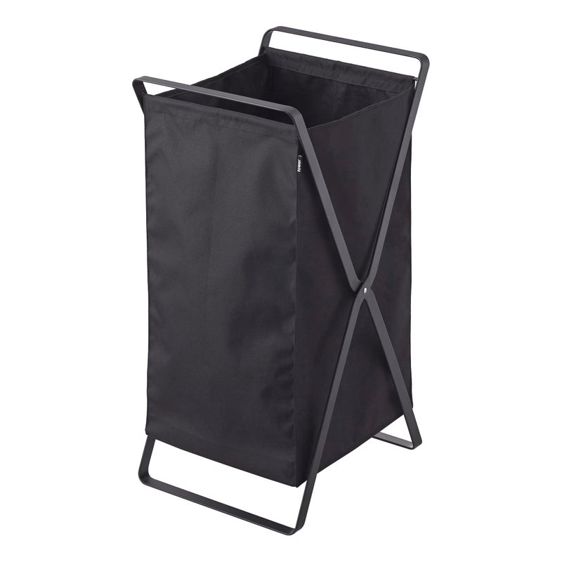 Yamazaki Home Tower Laundry Basket - Foldable Storage Hamper Organizer, 25" - Steel - 10.9 Gallons, 45 Liters - Image 1